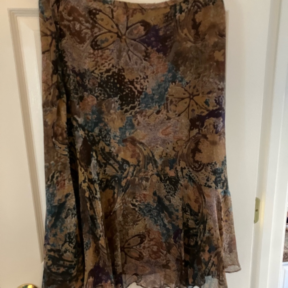 Coldwater Creek Brown Black Midi A-Line Skirt